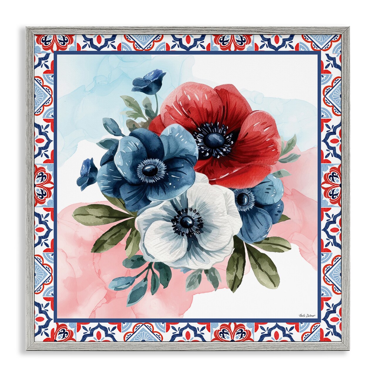 Stupell Industries Patriotic Poppies Bundle Framed Giclee, design by Nicole DeCamp